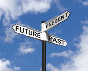 Future Past & Present sign in the sky