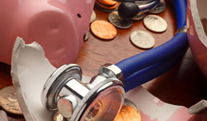 Stethoscope and Broken Piggy Bank 