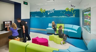 Aquatic themed colorful behavioral health area at CNMC
