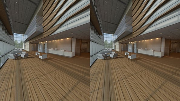 Stereoscopic Image of a 3D Rendering Hospital Virtual Reality