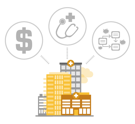 Hospital Icono - Money, Care, and Process Concept