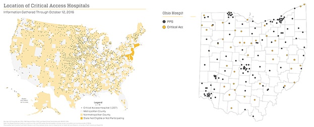 Location of Critical Access Hospitals Map United States