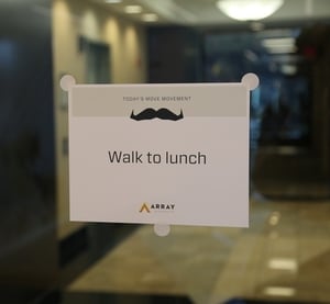 Movember Challenge Sign on Glass Door